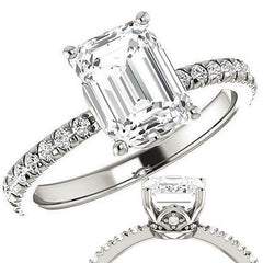 Emerald / Radiant Moissanite Engagement Ring