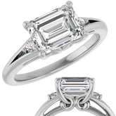 Emerald / Radiant Moissanite East-West Engagement Ring