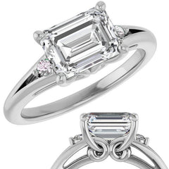 Emerald / Radiant Moissanite East-West Engagement Ring