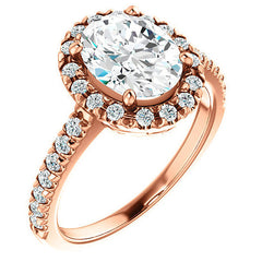 Oval Moissanite Engagement Ring with Halo