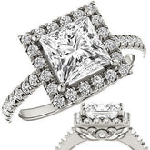 Princess Moissanite Engagement Ring with Halo