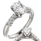 Oval Moissanite Cathedral Engagement Ring