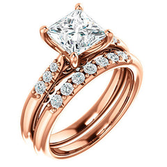 Princess Moissanite Cathedral Engagement Ring