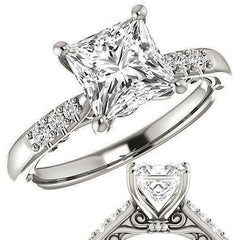 Princess Moissanite Cathedral Engagement Ring