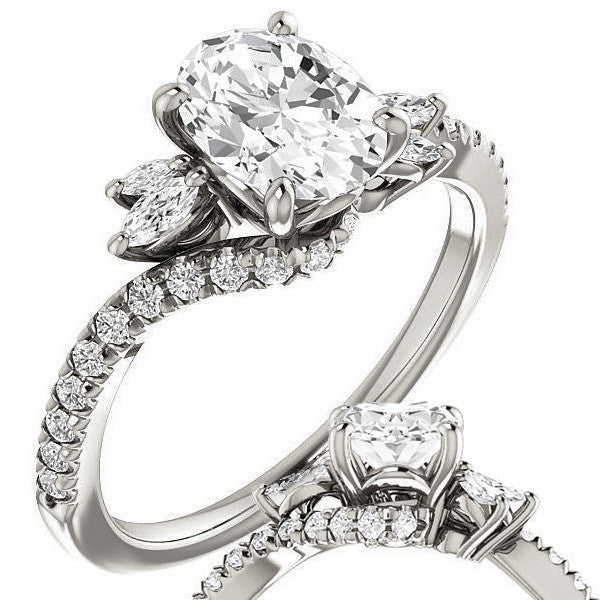 Oval Moissanite Bypass Engagement Ring