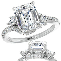 Emerald / Radiant Cut Moissanite Engagement Ring