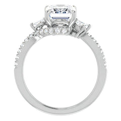 Emerald / Radiant Cut Moissanite Engagement Ring
