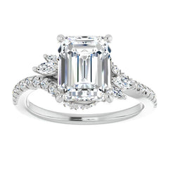 Emerald / Radiant Cut Moissanite Engagement Ring