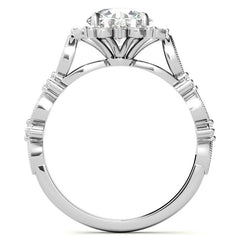 Round Moissanite Cathedral Engagement Ring with Halo