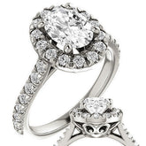Oval Moissanite Cathedral Engagement Ring with Halo