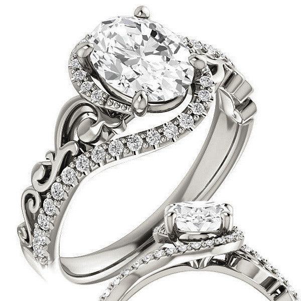Oval Moissanite Bypass Engagement Ring