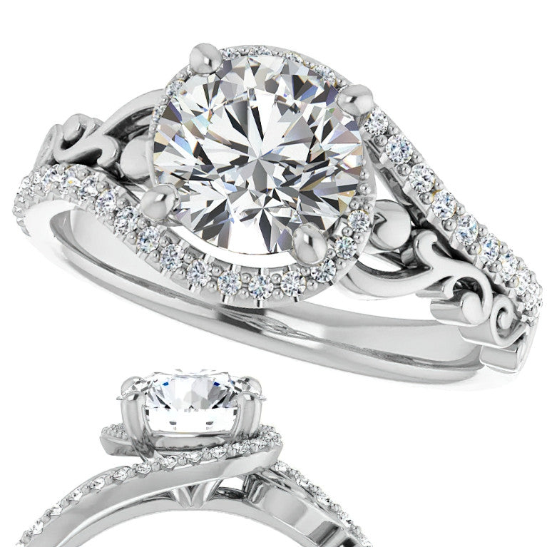 Round Moissanite Bypass Engagement Ring