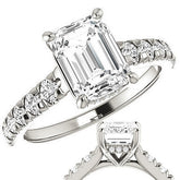 Emerald / Radiant Moissanite Engagement Ring