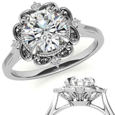 Round Moissanite Cathedral Engagement Ring