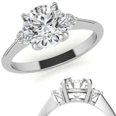 Round Moissanite Petite Three Stone Engagement Ring