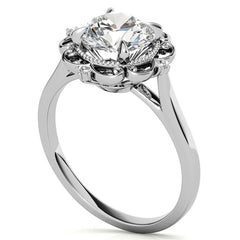 Round Moissanite Cathedral Engagement Ring