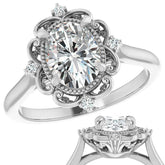 Oval Moissanite Cathedral Engagement Ring