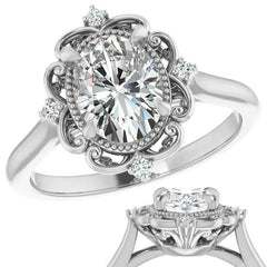Oval Moissanite Cathedral Engagement Ring