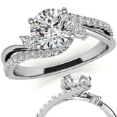 Round Double Band Bypass Moissanite 3-Stone Ring