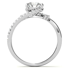 Round Double Band Bypass Moissanite 3-Stone Ring