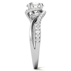 Round Double Band Bypass Moissanite 3-Stone Ring