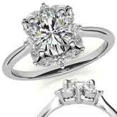 Oval and Marquise Halo Moissanite Engagement Ring