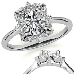 Oval and Marquise Halo Moissanite Engagement Ring