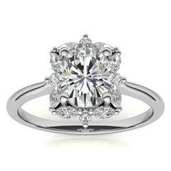 Oval and Marquise Halo Moissanite Engagement Ring