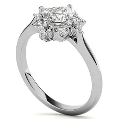 Kite-Set Princess Antique Halo Moissanite Engagement Ring