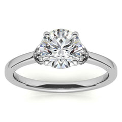 Round Petal Accent Moissanite Engagement Ring