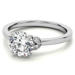 Round Petal Accent Moissanite Engagement Ring