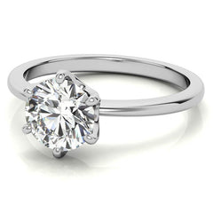 Round Diamond Accented Moissanite Solitaire Ring