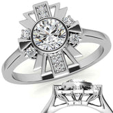 1.0ct Round Art Deco Inspired Moissanite Engagement Ring