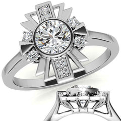 1.0ct Round Art Deco Inspired Moissanite Engagement Ring