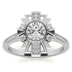 1.0ct Round Art Deco Inspired Moissanite Engagement Ring