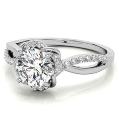 Split Shank Round Bypass Halo Moissanite Engagement Ring