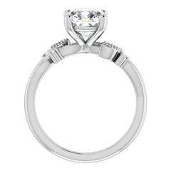 Cushion Floral Inspired Infinity Moissanite Engagement Ring with Milgrain