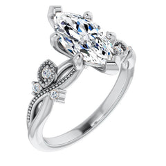 Marquise Floral Inspired Infinity Moissanite Engagement Ring with Milgrain