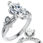 Marquise Floral Inspired Infinity Moissanite Engagement Ring with Milgrain