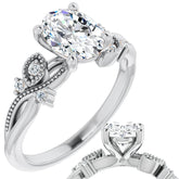 Oval Floral Inspired Infinity Moissanite Engagement Ring with Milgrain