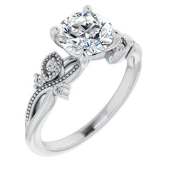 Round Floral Inspired Infinity Moissanite Engagement Ring with Milgrain