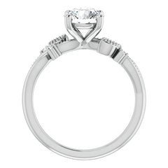 Round Floral Inspired Infinity Moissanite Engagement Ring with Milgrain