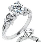 Round Floral Inspired Infinity Moissanite Engagement Ring with Milgrain