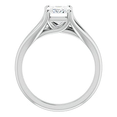 Split Shank Cathedral Emerald / Radiant Moissanite Solitaire Ring