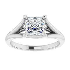 Split Shank Cathedral Princess cut Moissanite Solitaire Ring