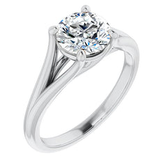 Split Shank Cathedral Round Brilliant Moissanite Solitaire Ring
