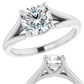 Split Shank Cathedral Round Brilliant Moissanite Solitaire Ring
