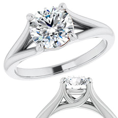 Split Shank Cathedral Round Brilliant Moissanite Solitaire Ring