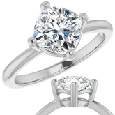 2mm Kite-Set Cushion Moissanite Solitaire Ring