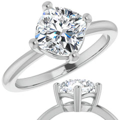 2mm Kite-Set Cushion Moissanite Solitaire Ring